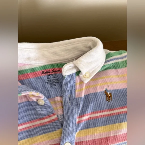 Ralph Lauren baby boy cotton striped romper - Picture 2 of 4